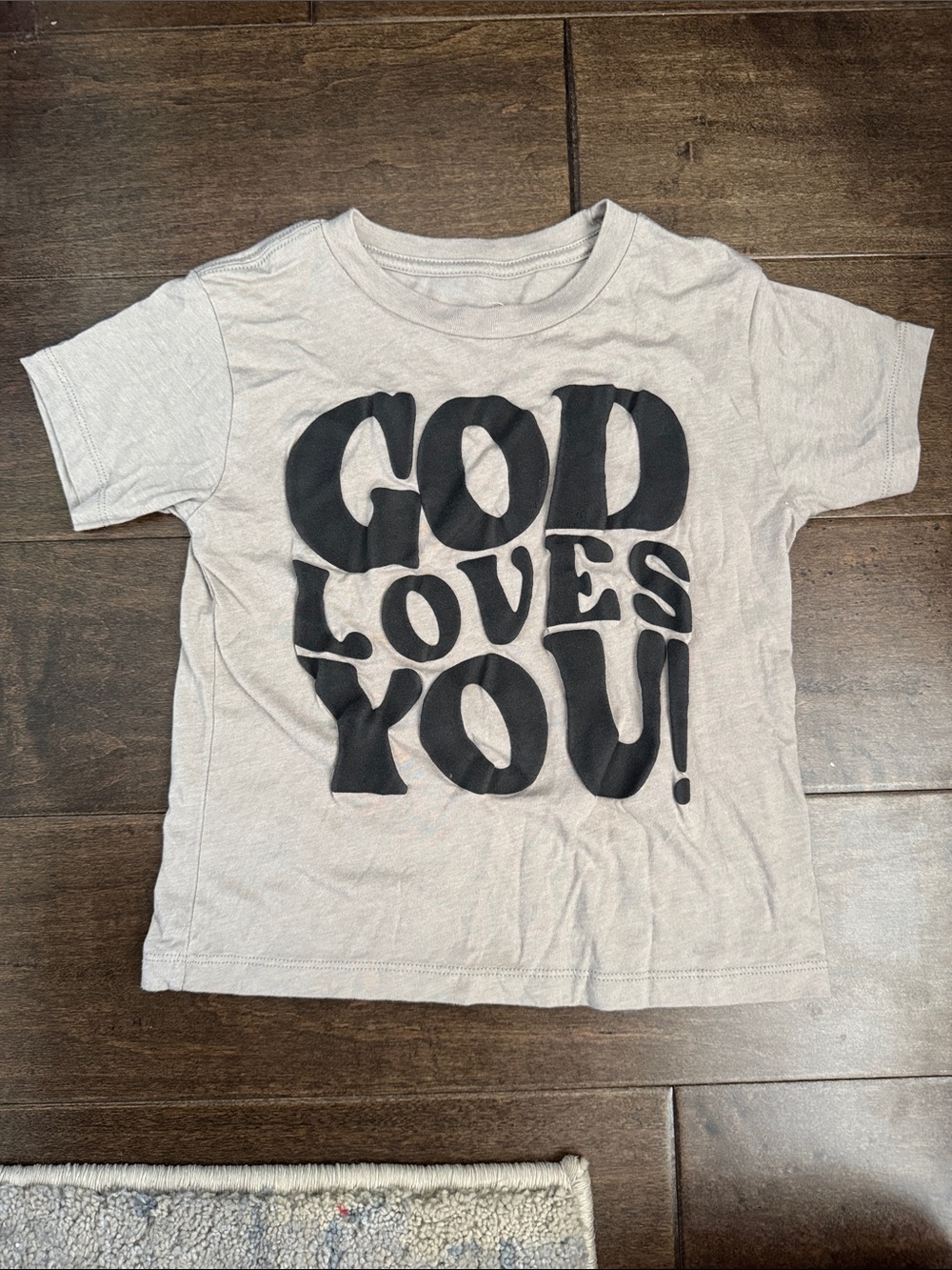 Kids Olive Green Short Sleeve Tee - GOD LOVES YOU! Graphic